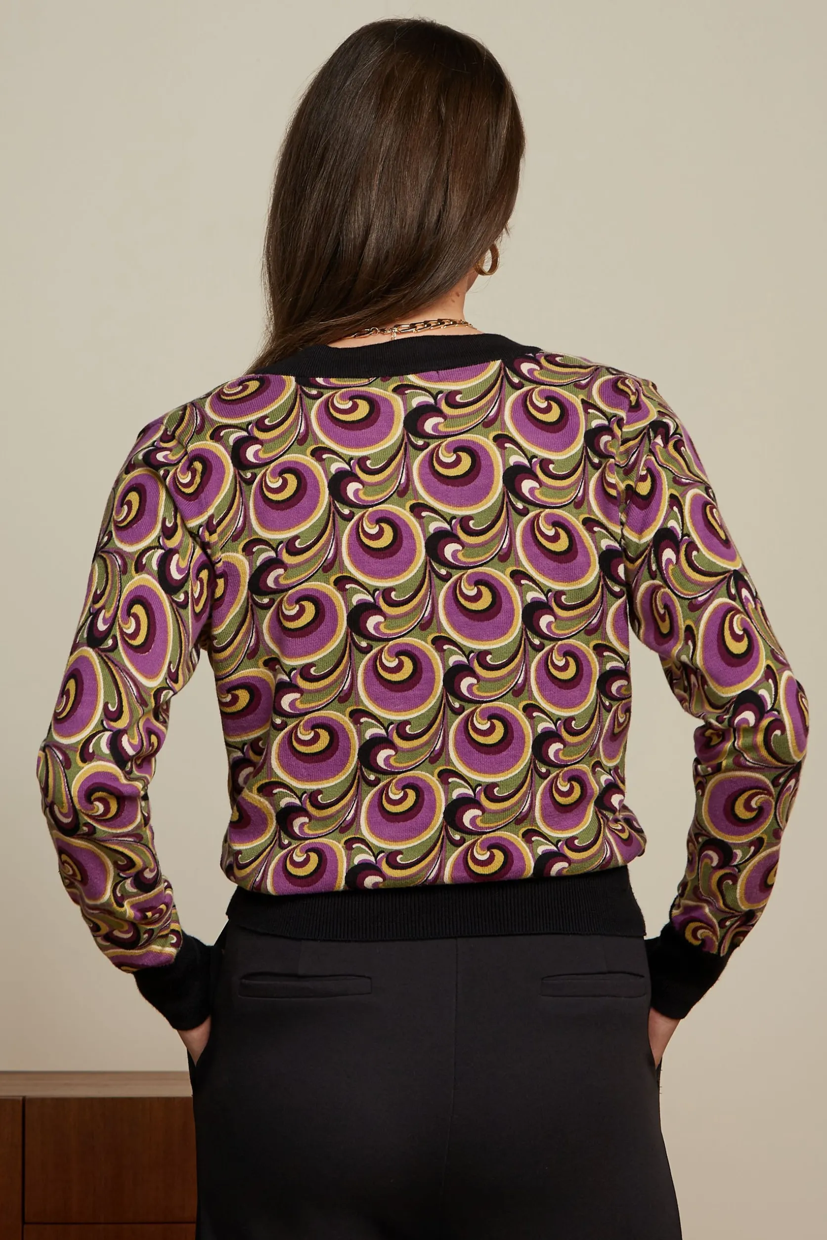 Cardi Deep V Patchouli*King Louie Cheap