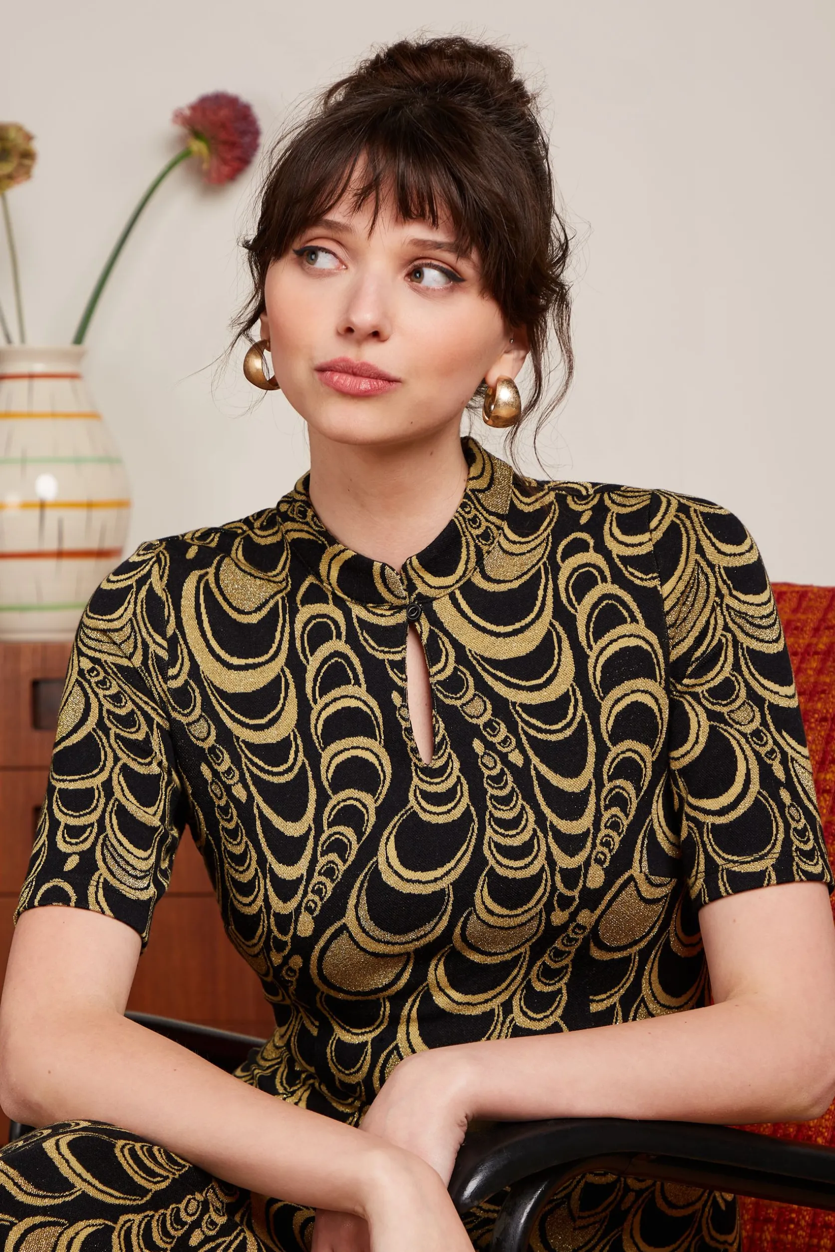 Chinese Midi Dress Bobbin Jacquard*King Louie Fashion