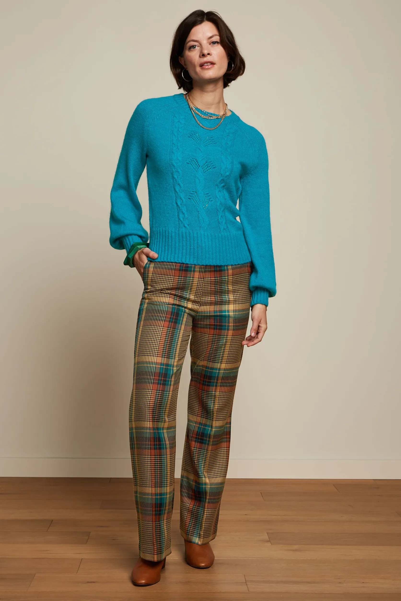 Marcie Pants Feathers Check*King Louie Cheap