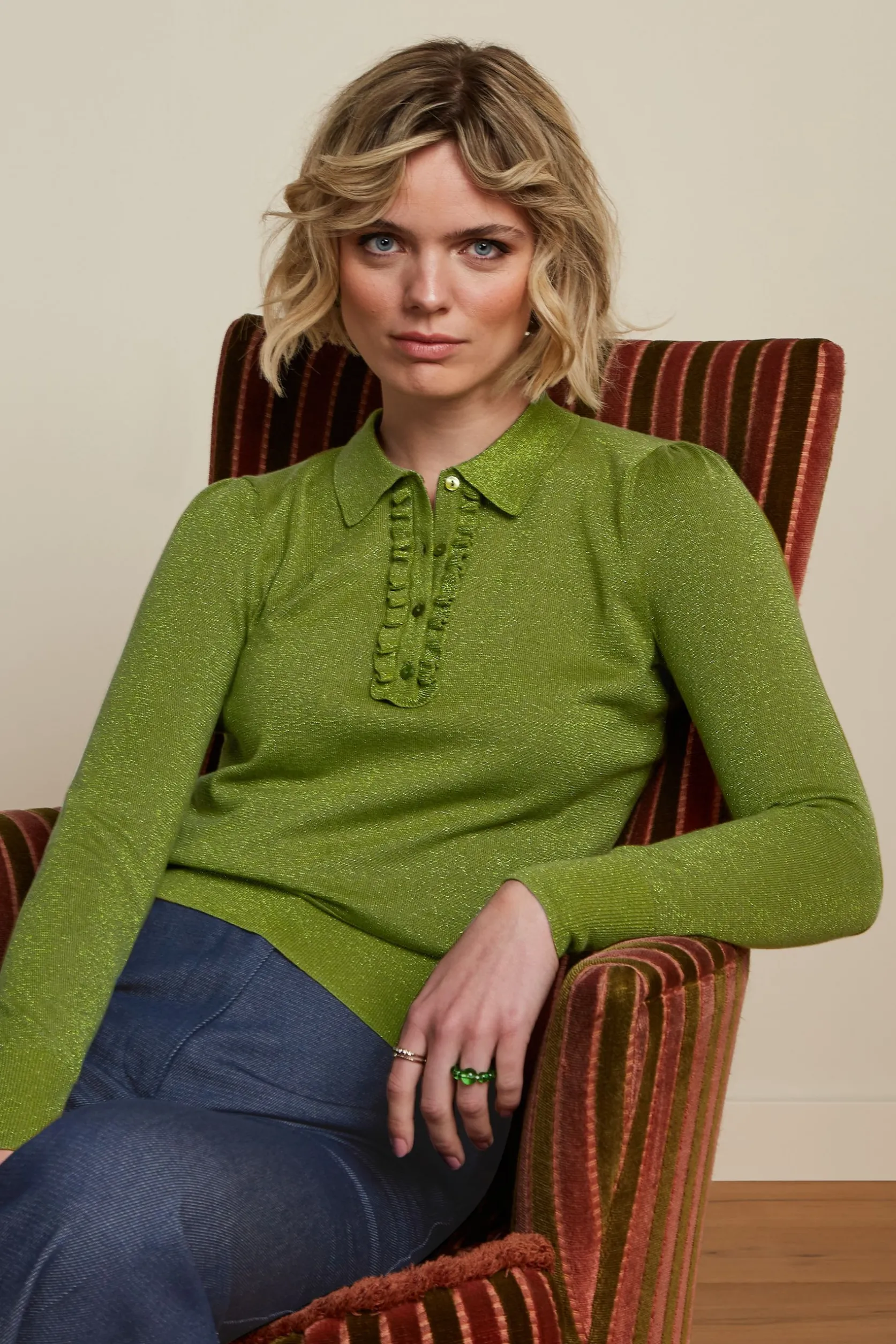 Polo Rufffle Top Lapis*King Louie Fashion